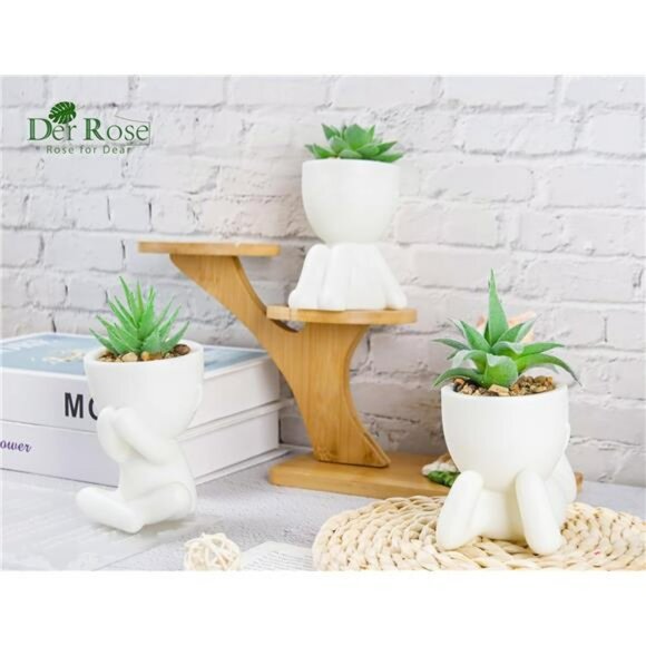 Set of 3 Fake Succulent Plants Small Artificial Potted Greenery for Desk Home De - Picture 2 of 7